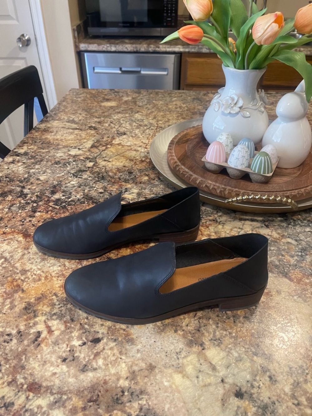 Lucky Brand Black Leather Slip-On Loafers
